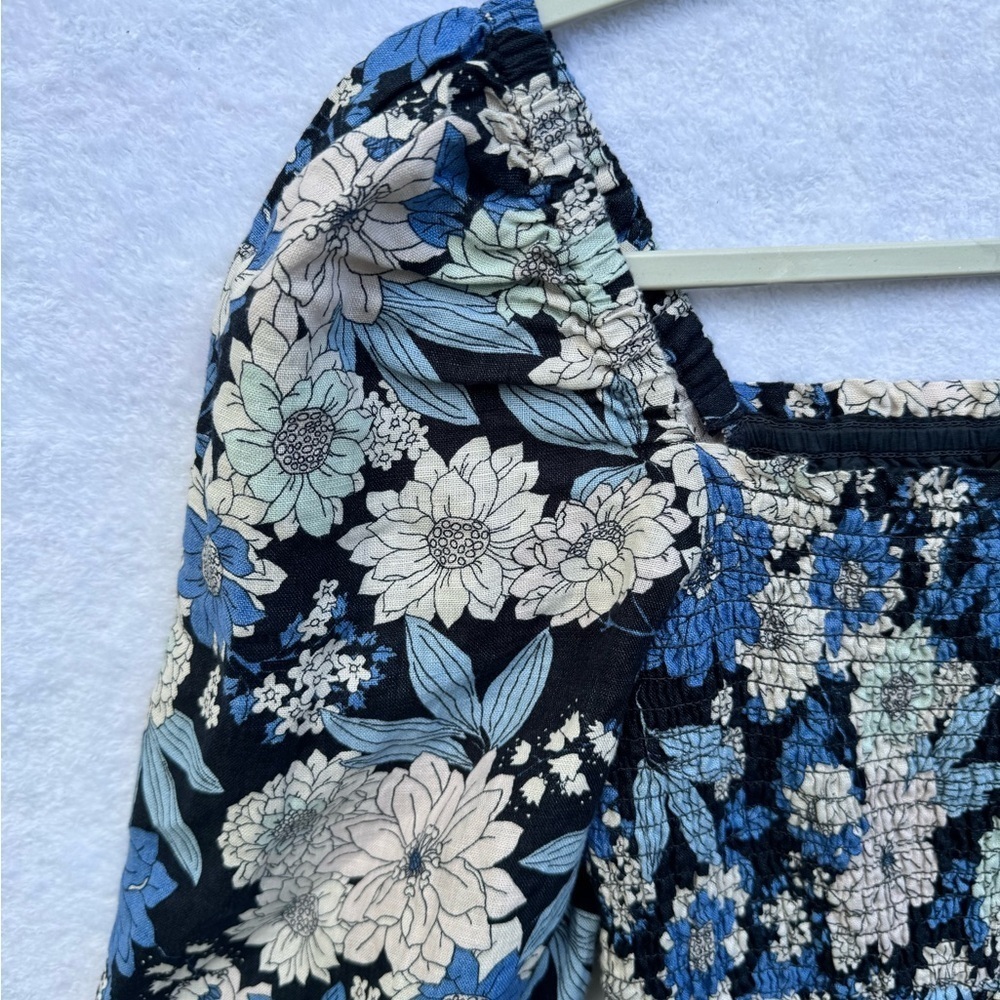 J. Crew Blue and White Floral Long Sleeve Dress size SP - Picture 14 of 15